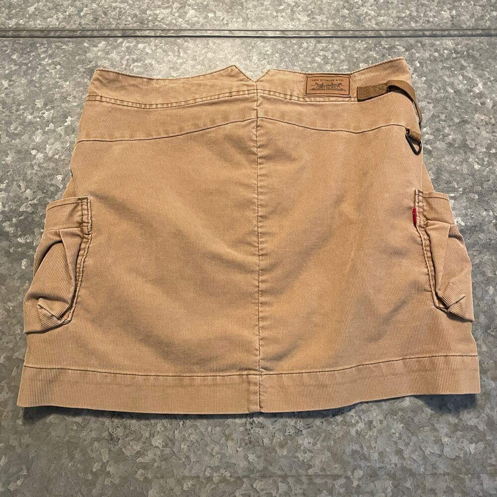 Vintage Levi's Corduroy Cargo Pocket Skirt 9 Tan Khaki Safari Military 90s Y2K - Picture 5 of 11